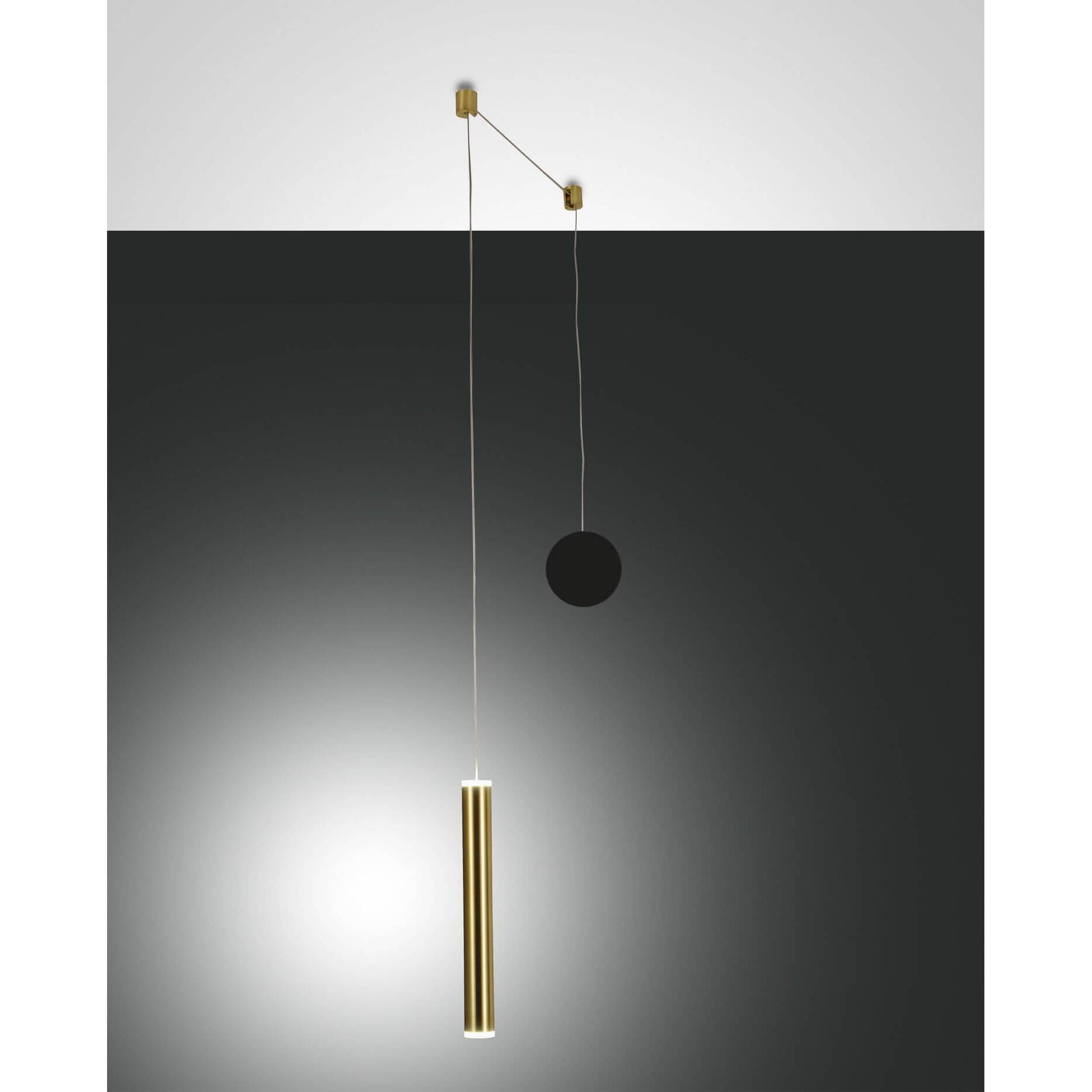 Fabas Luce, Pendelleuchte, LED Pendelleuchte Prado Ø37mm 6,5W Warmweiss Messing dimmbar (720 lm)