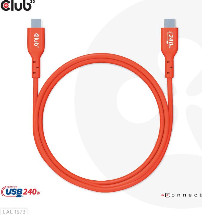 Produktbild Club 3D Club3D Kabel USB 2 Typ C PD / St/St (2 m, USB 2.0, 240 W)