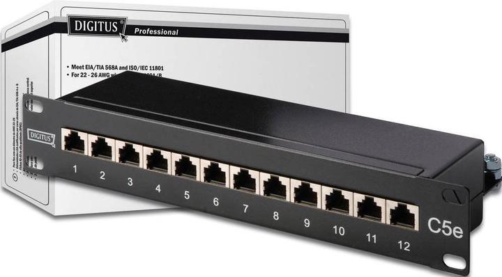 Produktbild Digitus Patch Panel 25,4cm 10Zoll Cat5e 12-Port geschirmt