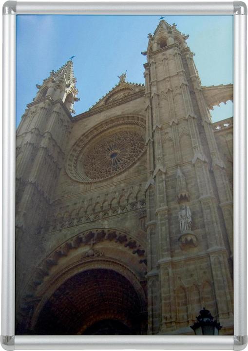 Produktbild Franken Plakatrahmen DIN A2, 25 mm Rahmenprofil silbereloxierter Aluminium-Klapprahmen, Kunststoffecken (A2)