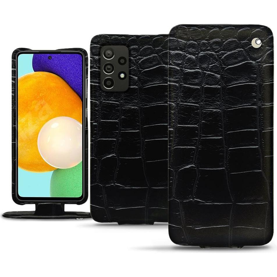 Noreve Lederschutzhülle vertikal (Samsung Galaxy A52), Smartphone Hülle, Schwarz