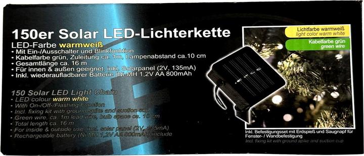 Produktbild Mojawo 150'er LED Solar Lichterkette Weihnachtsbeleuchtung warmweiss (16 m)