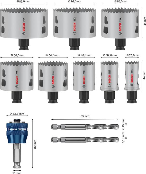 Produktbild Bosch Professional Zubehör PRO Multi Material PC Plus Lochsägen-Set, 11-tlg.