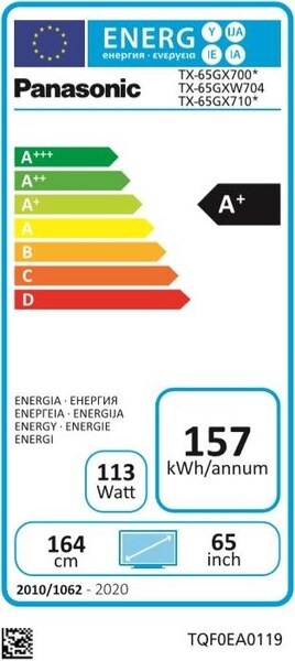 Energie-Label Panasonic TX-65GXW704 (65", LCD, 4K, 2019)
