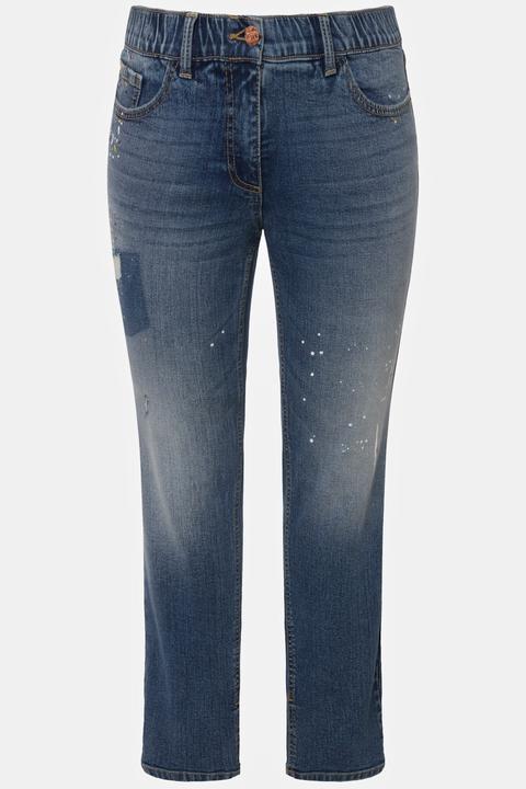 Produktbild Ulla Popken Jeans Sarah, Destroyeffekte, schmales Bein, Elastikbund (54)