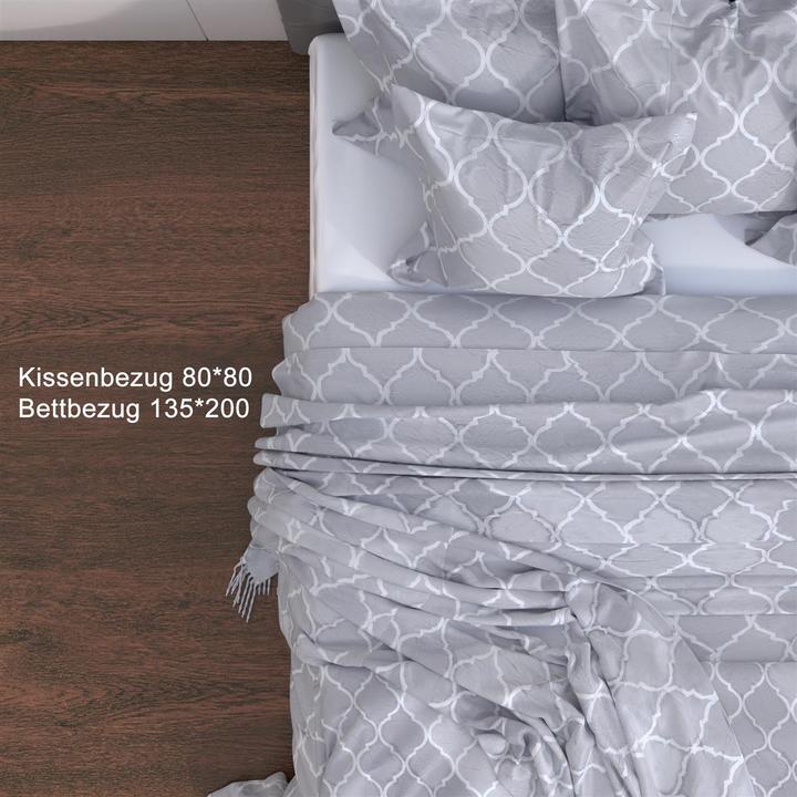 Produktbild Intirilife Bettbezug Kissenbezug in GRAU WEIss (Duvetbezug, 135 x 200 cm)