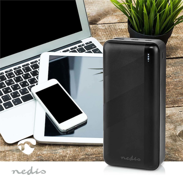 Produktbild Nedis powerbank | 32000 mAh | 2.4 / 3.0 / 3.25 A | Anzahl der Ausgänge: 2 | Ausgangsanschluss: 1x US (32000 mAh, 65 W, 111 Wh)