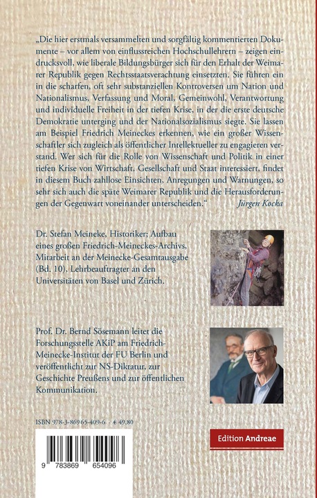 Produktbild Friedrich Meinecke. Vernunftrepublikaner aus Überzeugung (Deutsch, Stefan Meineke, Bernd Sösemann, 2023)