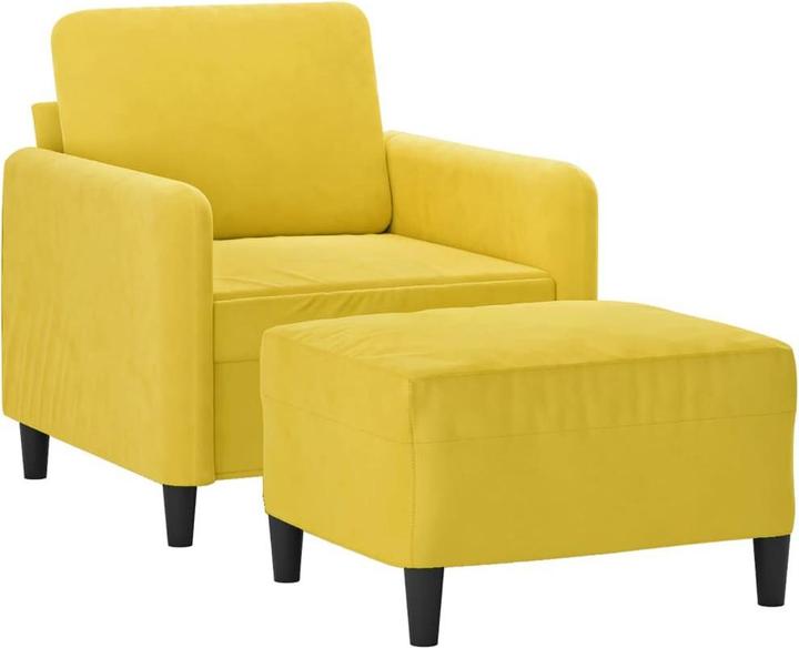 Produktbild vidaXL Sessel mit Hocker Relaxsessel Fernsehsessel Polstersessel Gelb Samt