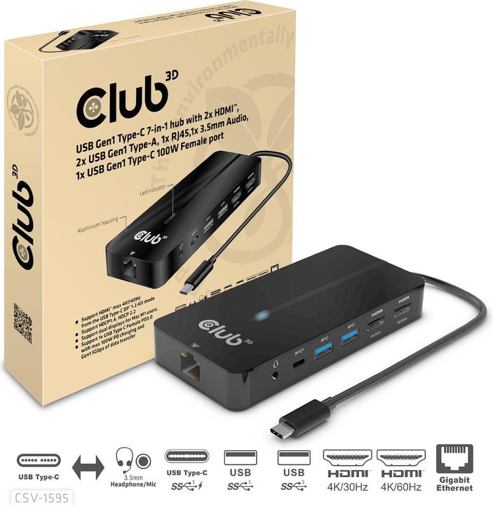 Produktbild Club 3D CSV-1595 (USB-C, 7 Ports)