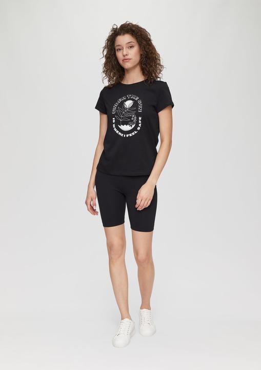 Produktbild S.Oliver T-Shirt Baumwoll-T-Shirt mit Frontprint und Rippblende (XS)