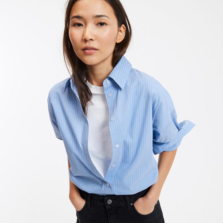 Actual product image La Redoute Collections Wide blouse with long sleeves and striped pattern (36)