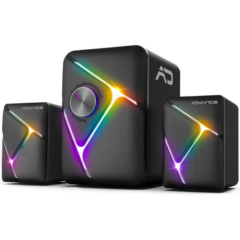 Advance Enceintes 2.1 sans fil SoundPhonic RGB (Noir), PC Lautsprecher, Schwarz