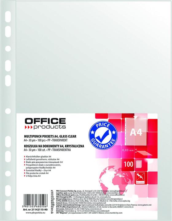 Immagine prodotto Office Products buste, pp, a4, cristallo, 30 mic, 100 pz. (100 x)