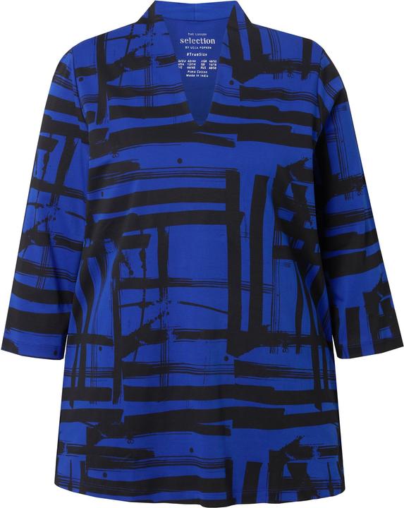 Actual product image Ulla Popken Goblet Collar Graphic Print 3/4 Sleeve Pima Cotton Tee (42, 44)