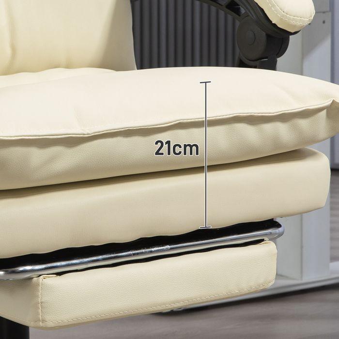 Image du produit Swisshandel24 Bürostuhl mit Liegefunktion, Fussstütze, ergonomisch Kunstleder Beige (55 - 63 cm)