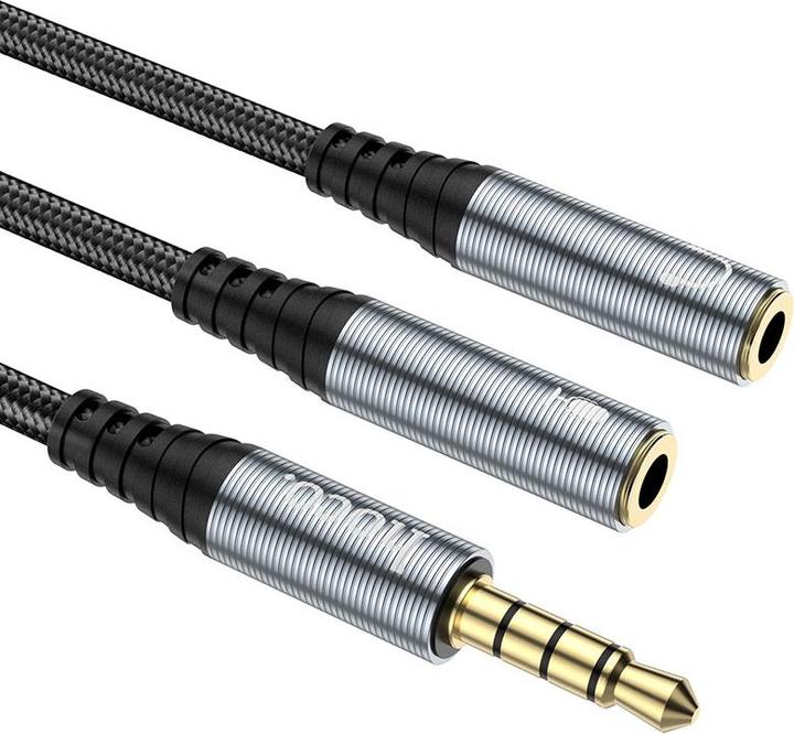 Produktbild Hoco 3.5mm to 2 x 3.5mm Audio Kabel UPA21-2, 0.25m, Schwarz (0.25 m, AUX Kabel)