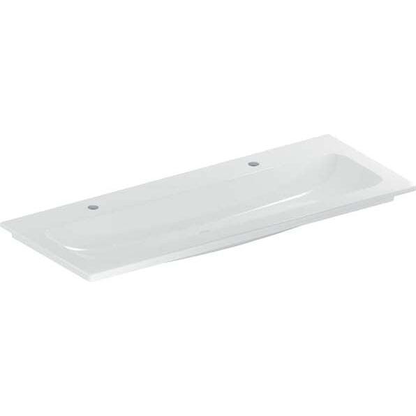 Geberit, Lavandino, iCon meubelwastafel slim rim 120x48 cm, met,2 kraangaten,, zonder overloop, wit (480 mm, 1200 mm)