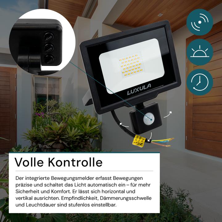 Actual product image Luxula LED-Fluter mit Bewegungsmelder (3000 lm, E27, IP65)