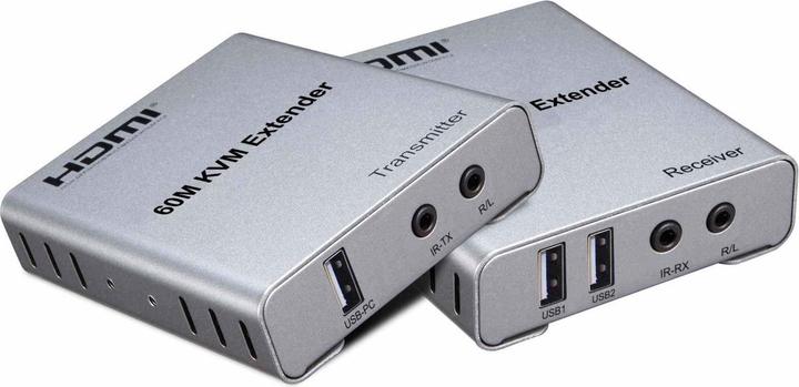 PremiumCord HDMI KVM extender s 2xUSB na 60m s audiem přes each cable Cat5/6