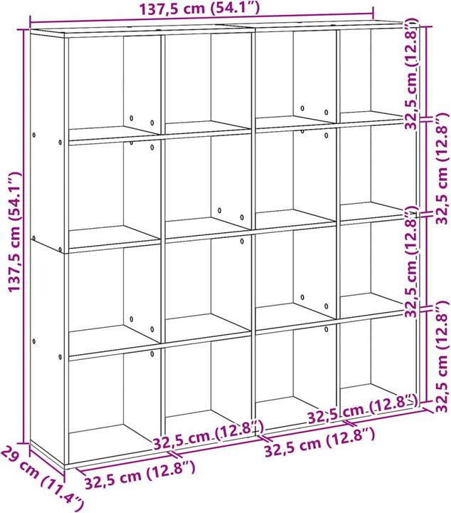 Immagine prodotto vidaXL Libreria Divisorio per la stanza Scaffale a muro Scaffale in piedi Divisorio per la stanza Scaffale (137,5 x 29 x 137,5 cm)