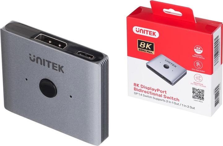 Image du produit Unitek Dwukierunkowy przełącznik DP 1.4 8K 2-na-1