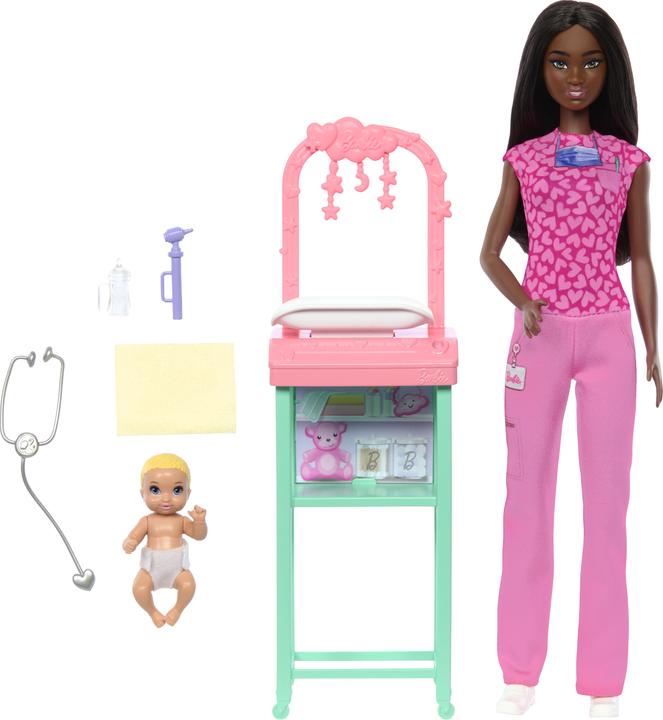 Produktbild Mattel Barbie You Can Be Anything - Baby Doctor Dark Skin With Child για 3+ ετών JCR73