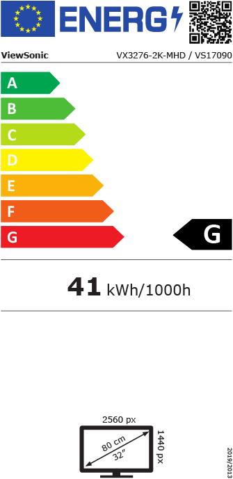 Energy Label Viewsonic VX3276-2K-MHD (2560 x 1440 pixels, 32")