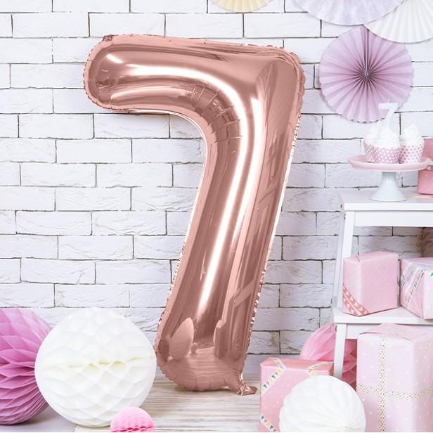 Thumbnail - Partydeco Alu-Ball Ziffer "7" Rose gold