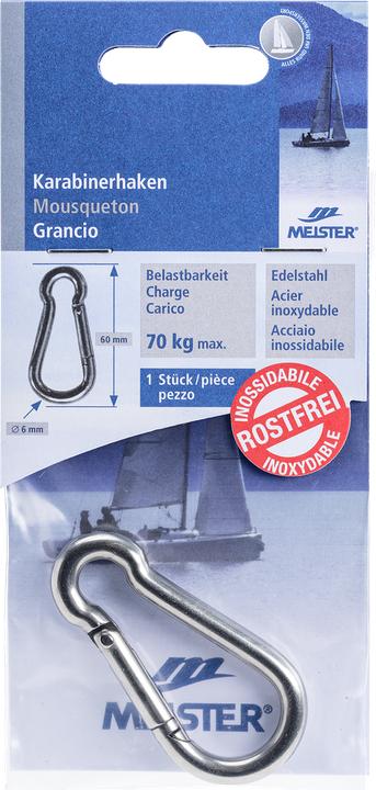 Immagine prodotto Meister Karabinerhaken Edelstahl ø 6 mm 60 mm