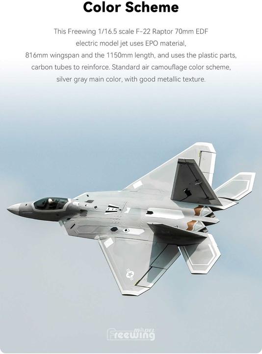 Produktbild Freewing F-22 Raptor 70mm EDF E-Impeller Jet PNP (Jet)