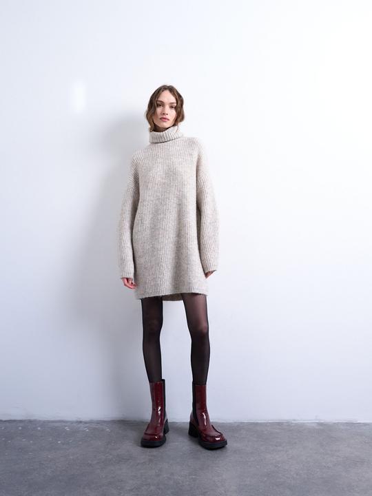 Spokey Normal geschnitten Rollkragen Midikleid Strickkleid