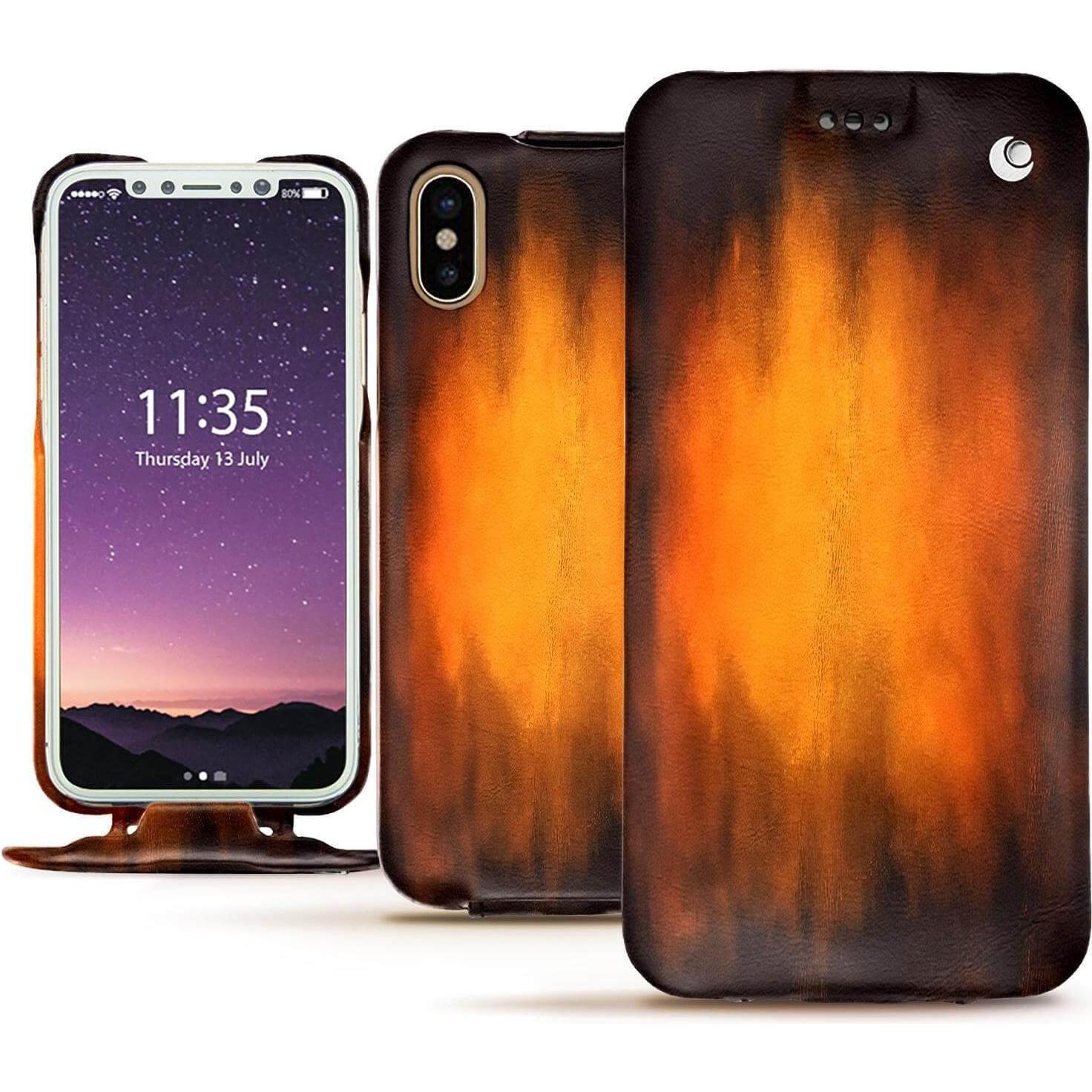 Thumbnail - Noreve Lederschutzhülle vertikal (Apple iPhone X), Smartphone Hülle, Violett