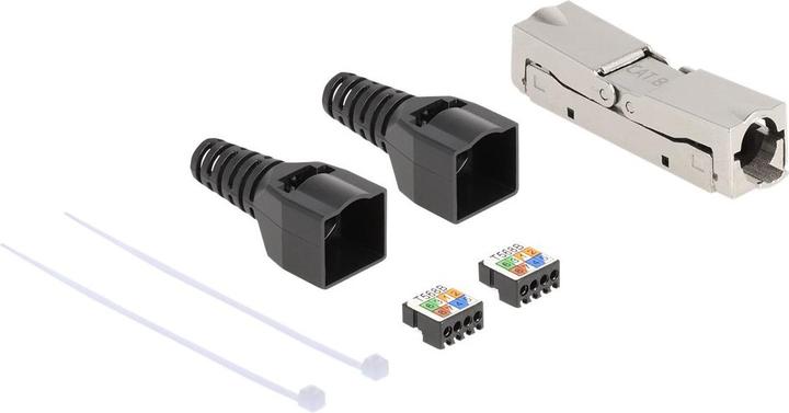 Delock RJ45 connector LSA to LSA with cable bend relief Cat.6A tool-free (Network cable plug)
