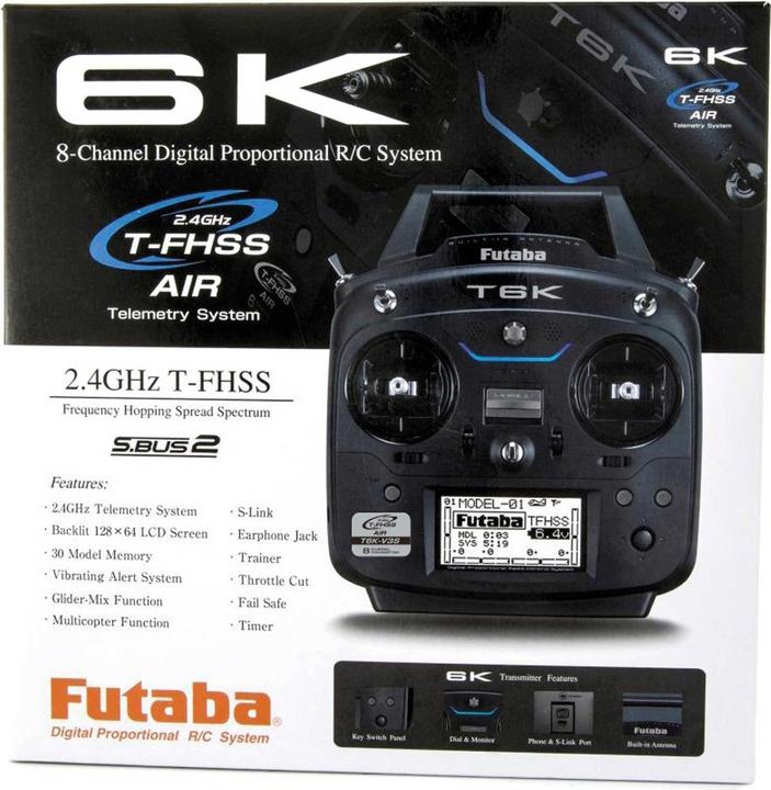 Actual product image Futaba t6k v3s 2.4ghz t-fhss+r3008sb mode 1 8-channel with telemetry