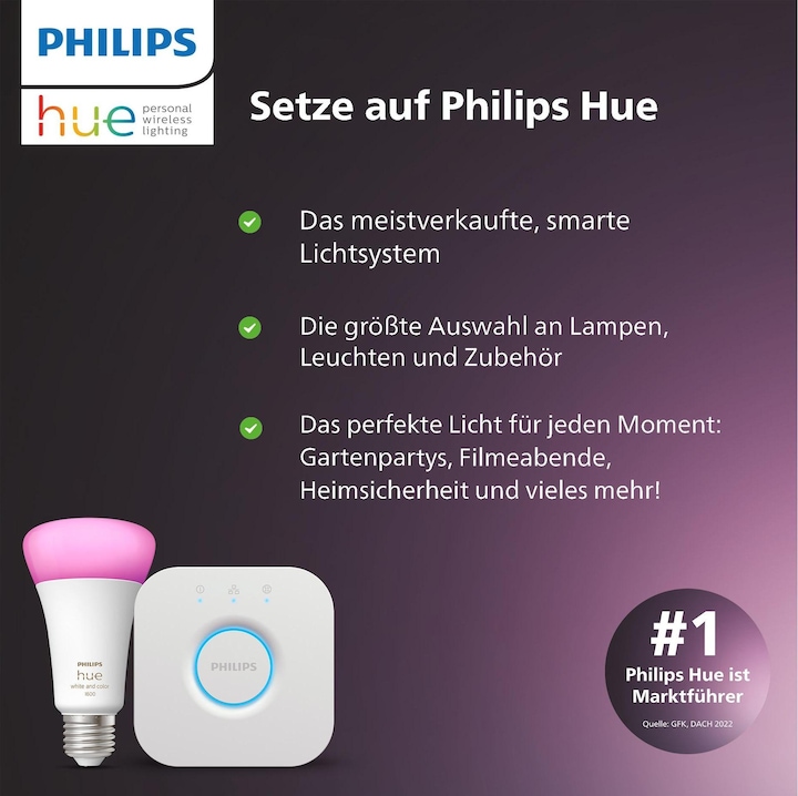Immagine prodotto Philips Hue Tonalità Bianco BT (E27, 7 W, 550 lm, 1 x, G)
