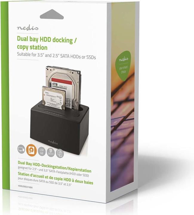 Actual product image Nedis Hard Drive Docking Station | USB 3.2 Gen1 | USB Type-A | 2 Hard Drives | 2.5 / 3.5 " | USB 3.2