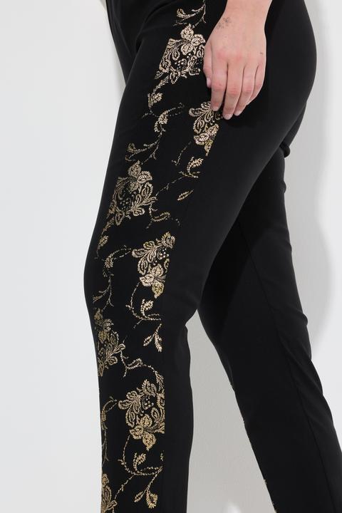 Image du produit Miamoda Pantalon en bengaline, jambe étroite, imprimé doré (54)