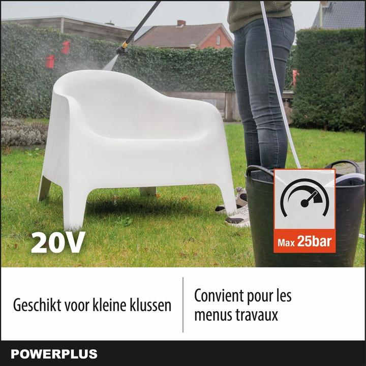 Actual product image Powerplus Dual Power high pressure cleaner 20V - excl. battery and charger (Rechargeable battery operated)