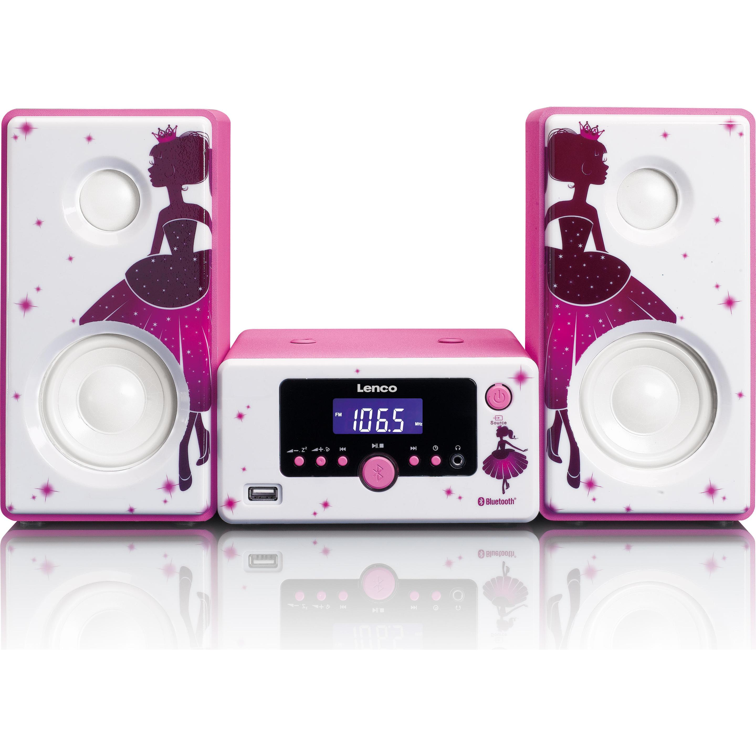 Lenco MC-020 Principessa (Bluetooth, 1x 10 W), Impianto stereo, Rosa, Viola, Bianco