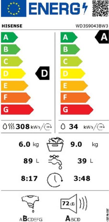 Energie-Label Hisense WD3S9043BW3