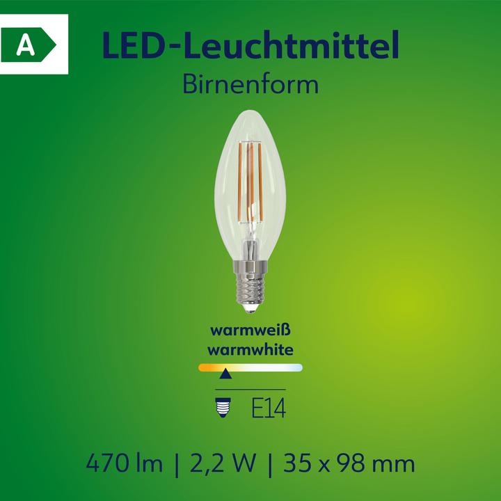 Image du produit Müller Licht ML LED Fil.Bougie 2,2W E14 clair (E14, 4 W, 470 lm, 1 x, A)