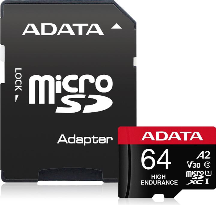 Immagine prodotto Adata Scheda microSDXC High Endurance 64 GB (64 GB, microSDXC, U3, UHS-I)