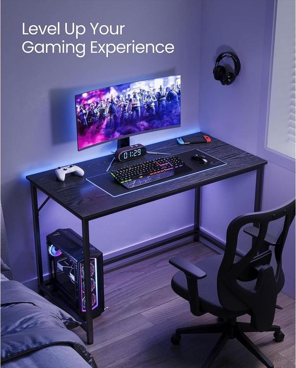 Produktbild Songmics Computertisch 120x60cm Ebony Schwarz Holz (120 x 60 x 76 cm)