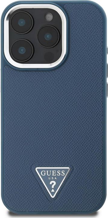 Produktbild Guess PU-Leder Grained Triangle Logo Coverv Case für iPhone 16 Pro Max - Blau (Apple iPhone 16 Pro Max)