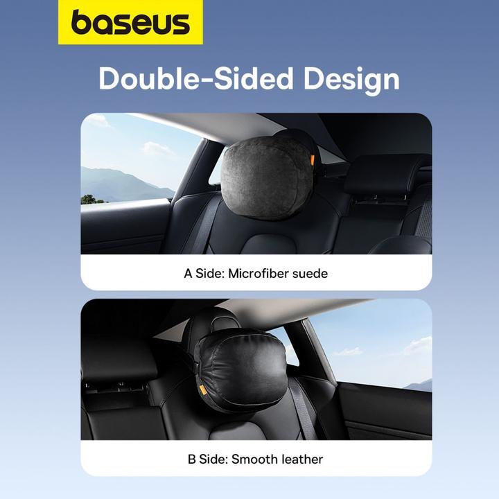 Actual product image Baseus Double sided Car Headrest Mounted Pillow Comfort Ride (black)