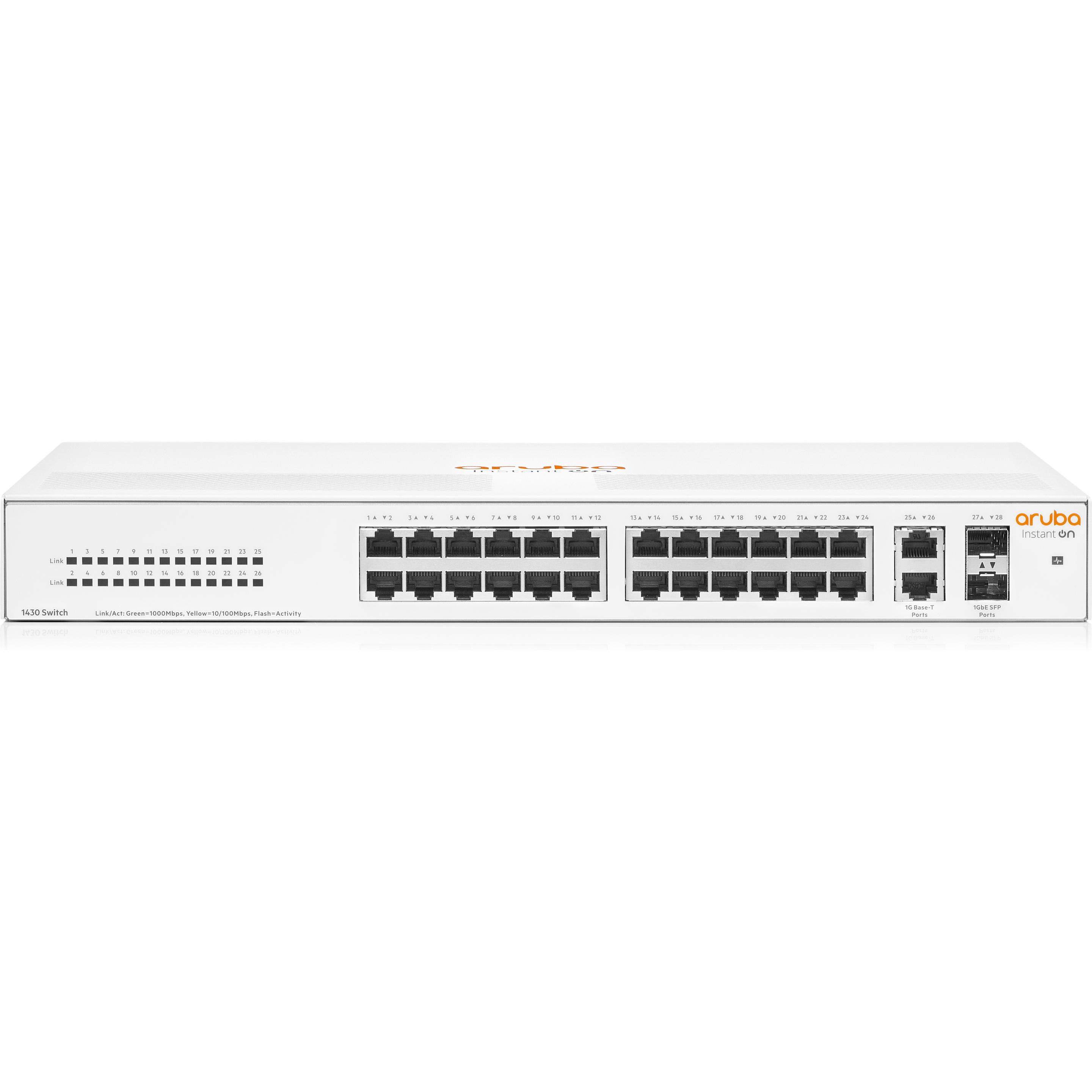 Aruba Switch IOn 1430 26G 2SFP (28 porte), Switch di rete, Bianco