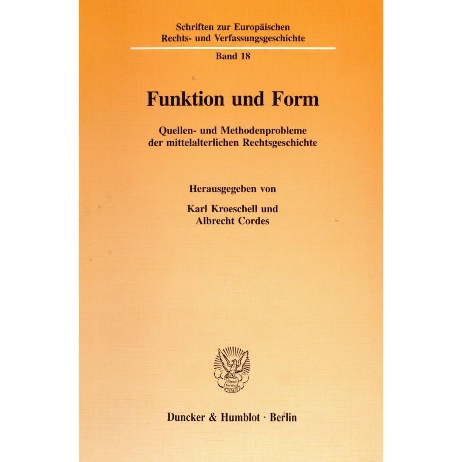 Funktion und Form., Fachbücher von Albrecht Cordes, Karl Kroeschell
