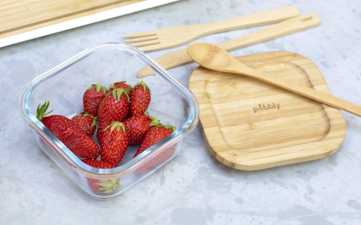 Produktbild Pebbly Vorratsglas mit Bambusdeckel, rechteckig, 13x13x6 cm (0.52 l)