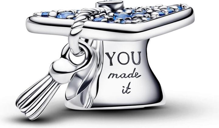 Pandora Sparkling Blue 2026 Graduation Cap Charm (Argento 925, Argento 925)